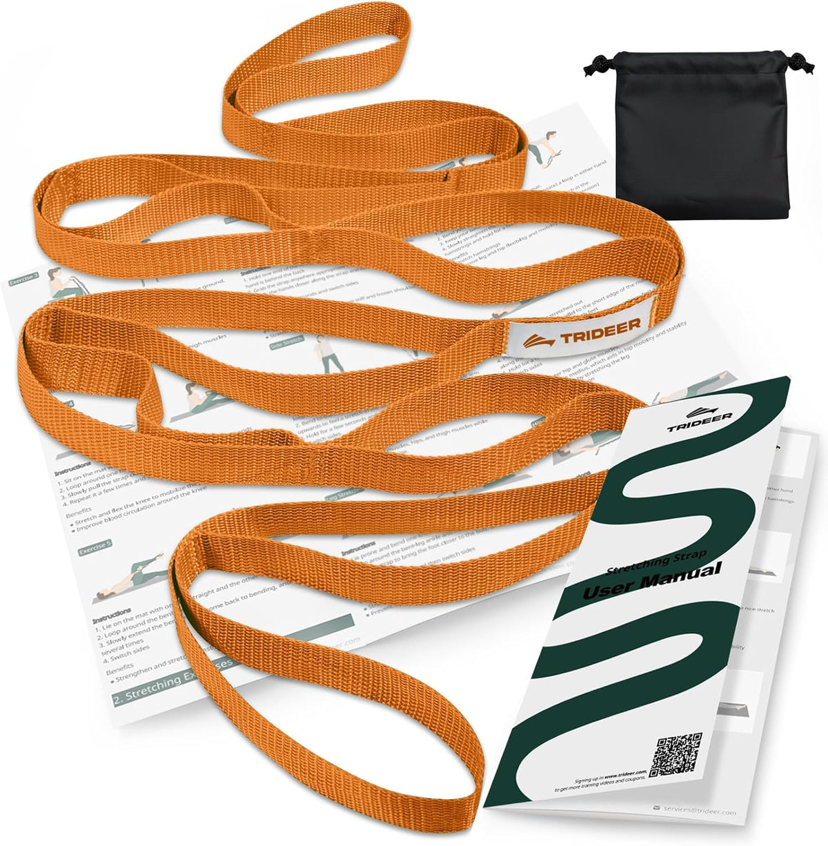 Stretching Strap with Loops & Leg Lifter, Non-Elastic PT-Style Physical Therapy Strap for Knee Replacement Rehab, Hamstring, Calf & Back Stretcher Mobility, Hip, Shoulder & Yoga