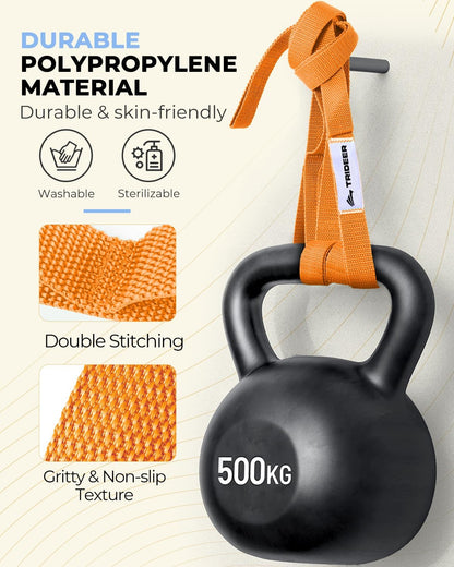 Stretching Strap with Loops & Leg Lifter, Non-Elastic PT-Style Physical Therapy Strap for Knee Replacement Rehab, Hamstring, Calf & Back Stretcher Mobility, Hip, Shoulder & Yoga