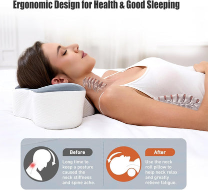 Bespilow Travel Size Cervical Neck Pillow for Sleeping,Ergonomic Support