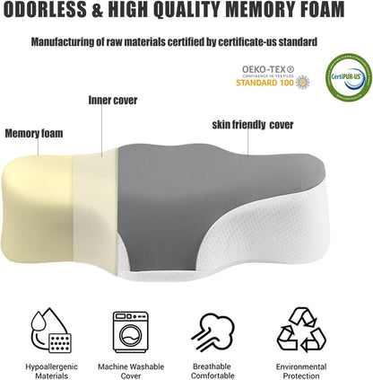 Bespilow Travel Size Cervical Neck Pillow for Sleeping,Ergonomic Support