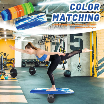 Balance Borad Sports Trainer-with Adjustable Stopper- Stability Board for Physical Therapy,Yoga,Surfing Training-Max Load 350lbs with Aiti- Slip Surface