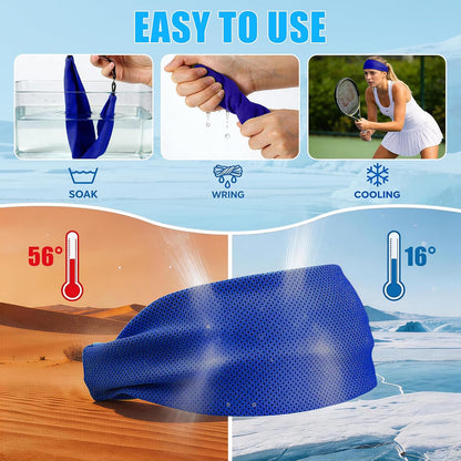 Cooling Headbands for Women&Men - Adjustable Non-Slip Sweatbands, Instant Cooling Moisture Wicking Sports Headbands for Running Yoga Fitness Gym