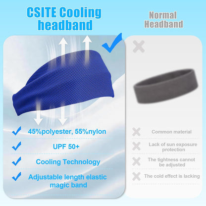 Cooling Headbands for Women&Men - Adjustable Non-Slip Sweatbands, Instant Cooling Moisture Wicking Sports Headbands for Running Yoga Fitness Gym