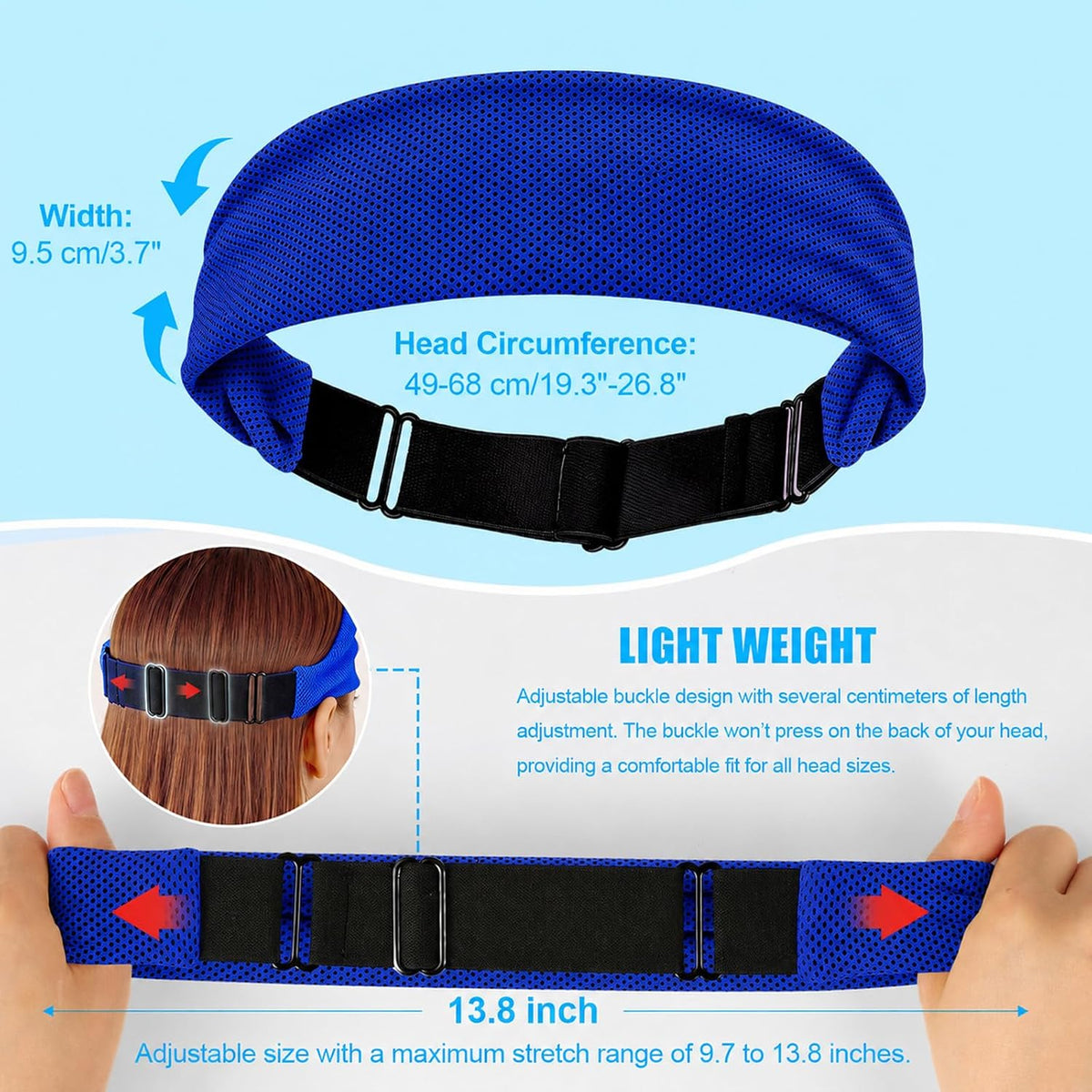 Cooling Headbands for Women&Men - Adjustable Non-Slip Sweatbands, Instant Cooling Moisture Wicking Sports Headbands for Running Yoga Fitness Gym