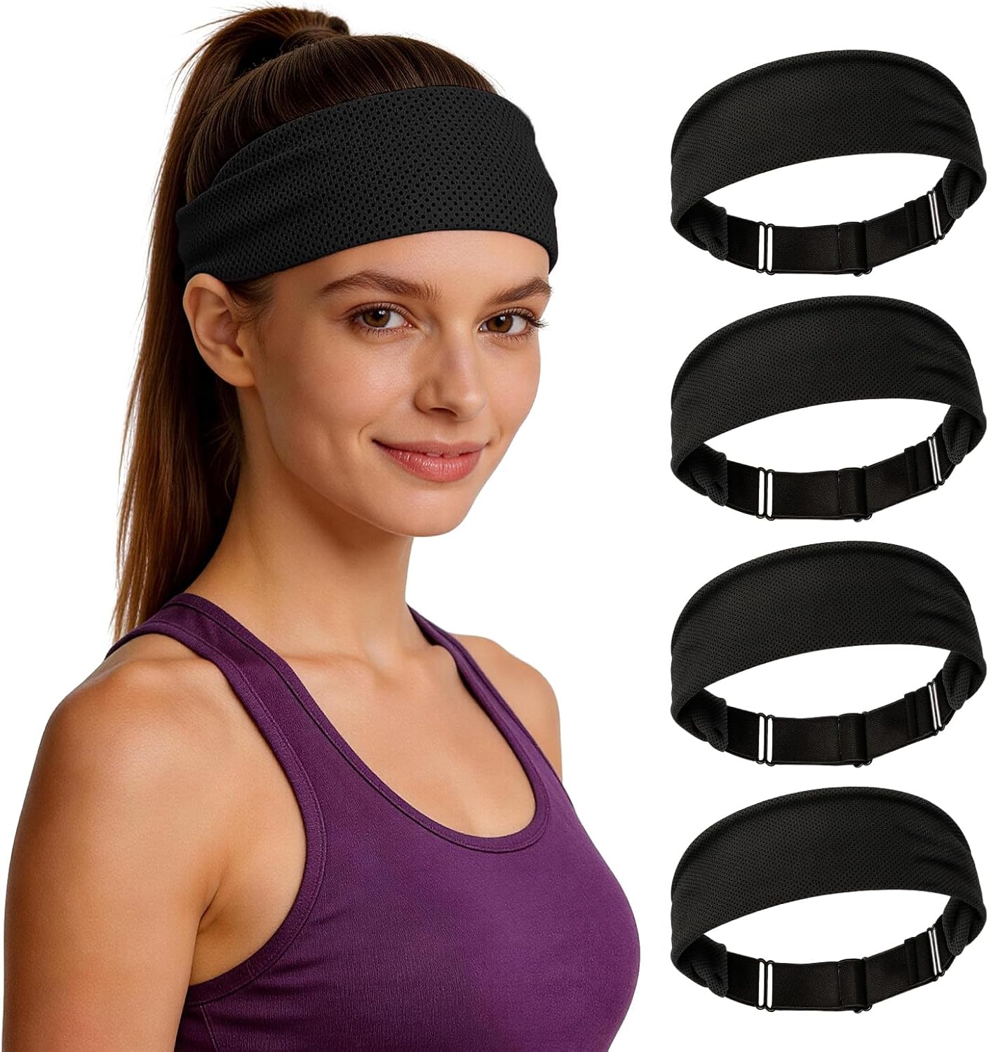 Cooling Headbands for Women&Men - Adjustable Non-Slip Sweatbands, Instant Cooling Moisture Wicking Sports Headbands for Running Yoga Fitness Gym