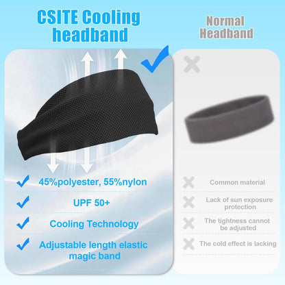 Cooling Headbands for Women&Men - Adjustable Non-Slip Sweatbands, Instant Cooling Moisture Wicking Sports Headbands for Running Yoga Fitness Gym