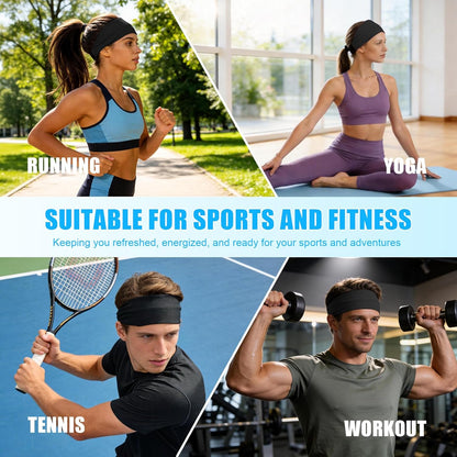 Cooling Headbands for Women&Men - Adjustable Non-Slip Sweatbands, Instant Cooling Moisture Wicking Sports Headbands for Running Yoga Fitness Gym