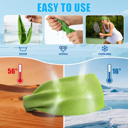 Cooling Headbands for Women&Men - Adjustable Non-Slip Sweatbands, Instant Cooling Moisture Wicking Sports Headbands for Running Yoga Fitness Gym