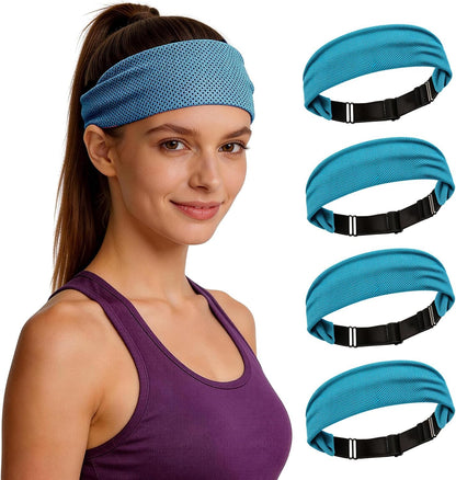 Cooling Headbands for Women&Men - Adjustable Non-Slip Sweatbands, Instant Cooling Moisture Wicking Sports Headbands for Running Yoga Fitness Gym