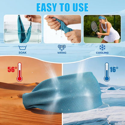 Cooling Headbands for Women&Men - Adjustable Non-Slip Sweatbands, Instant Cooling Moisture Wicking Sports Headbands for Running Yoga Fitness Gym