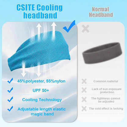 Cooling Headbands for Women&Men - Adjustable Non-Slip Sweatbands, Instant Cooling Moisture Wicking Sports Headbands for Running Yoga Fitness Gym