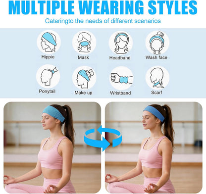 Cooling Headbands for Women&Men - Adjustable Non-Slip Sweatbands, Instant Cooling Moisture Wicking Sports Headbands for Running Yoga Fitness Gym