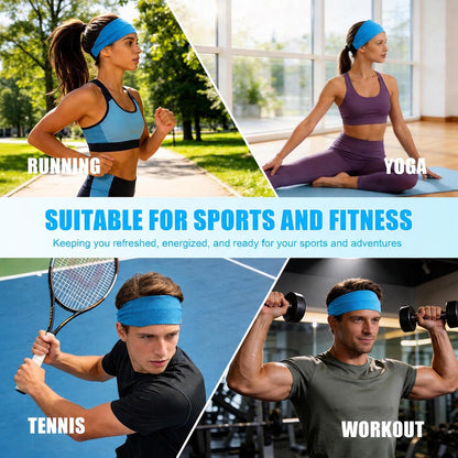 Cooling Headbands for Women&Men - Adjustable Non-Slip Sweatbands, Instant Cooling Moisture Wicking Sports Headbands for Running Yoga Fitness Gym