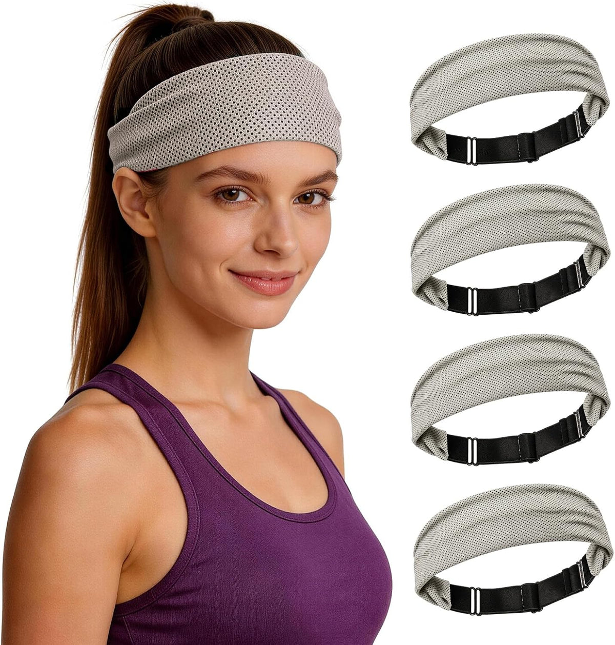 Cooling Headbands for Women&Men - Adjustable Non-Slip Sweatbands, Instant Cooling Moisture Wicking Sports Headbands for Running Yoga Fitness Gym
