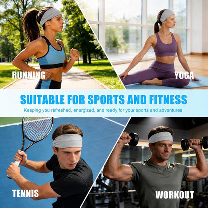 Cooling Headbands for Women&Men - Adjustable Non-Slip Sweatbands, Instant Cooling Moisture Wicking Sports Headbands for Running Yoga Fitness Gym