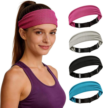 Cooling Headbands for Women&Men - Adjustable Non-Slip Sweatbands, Instant Cooling Moisture Wicking Sports Headbands for Running Yoga Fitness Gym