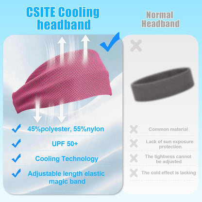 Cooling Headbands for Women&Men - Adjustable Non-Slip Sweatbands, Instant Cooling Moisture Wicking Sports Headbands for Running Yoga Fitness Gym