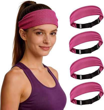 Cooling Headbands for Women&Men - Adjustable Non-Slip Sweatbands, Instant Cooling Moisture Wicking Sports Headbands for Running Yoga Fitness Gym