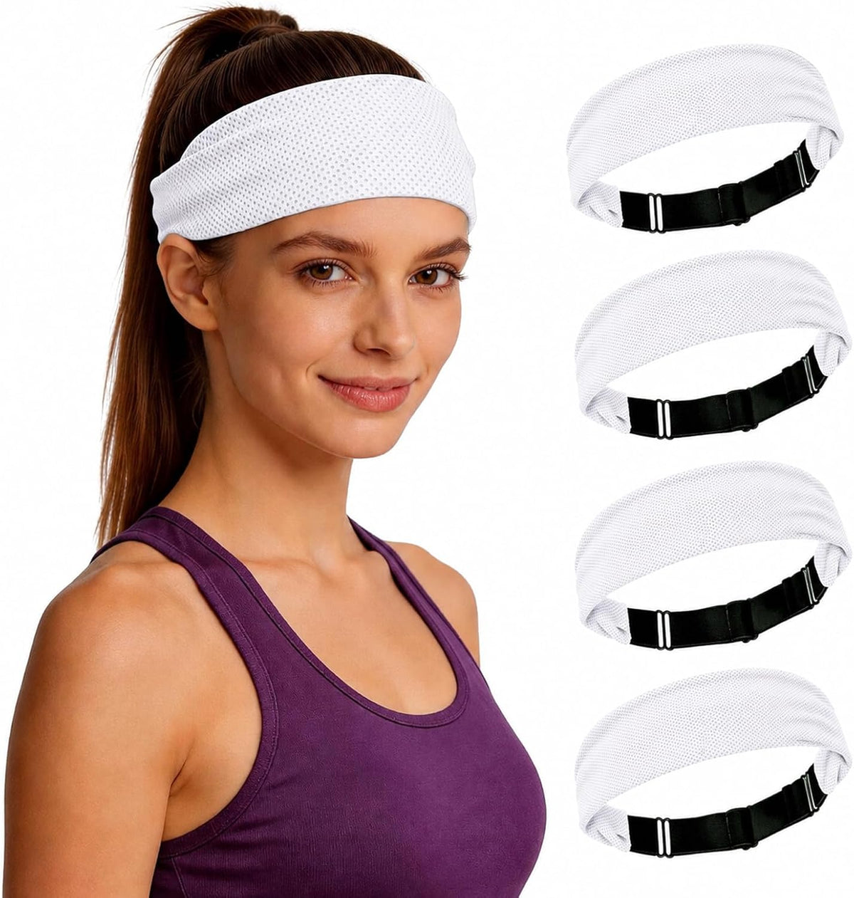 Cooling Headbands for Women&Men - Adjustable Non-Slip Sweatbands, Instant Cooling Moisture Wicking Sports Headbands for Running Yoga Fitness Gym