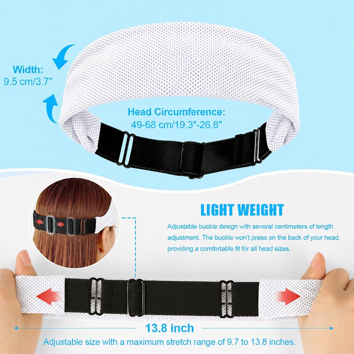 Cooling Headbands for Women&Men - Adjustable Non-Slip Sweatbands, Instant Cooling Moisture Wicking Sports Headbands for Running Yoga Fitness Gym