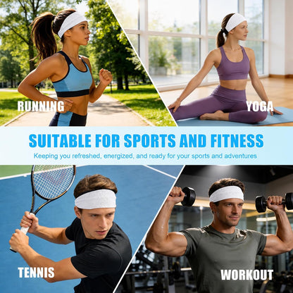 Cooling Headbands for Women&Men - Adjustable Non-Slip Sweatbands, Instant Cooling Moisture Wicking Sports Headbands for Running Yoga Fitness Gym