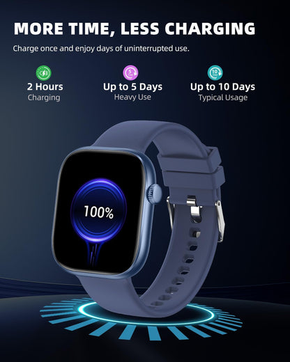 Smart Watch for Women Men, Fitness and Sleep Trackers with 1.83" HD Touchscreen, Bluetooth Calling Smartwatch for Android/iOS, IP67 Waterproof Multi-Sport Modes Pedometer, Jet Black
