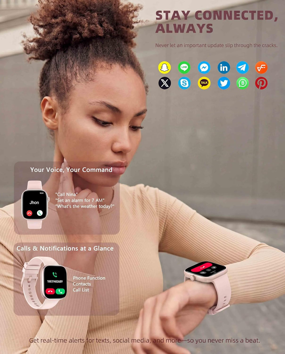 Smart Watch for Women Men, Fitness and Sleep Trackers with 1.83" HD Touchscreen, Bluetooth Calling Smartwatch for Android/iOS, IP67 Waterproof Multi-Sport Modes Pedometer, Jet Black