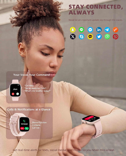 Smart Watch for Women Men, Fitness and Sleep Trackers with 1.83" HD Touchscreen, Bluetooth Calling Smartwatch for Android/iOS, IP67 Waterproof Multi-Sport Modes Pedometer, Jet Black