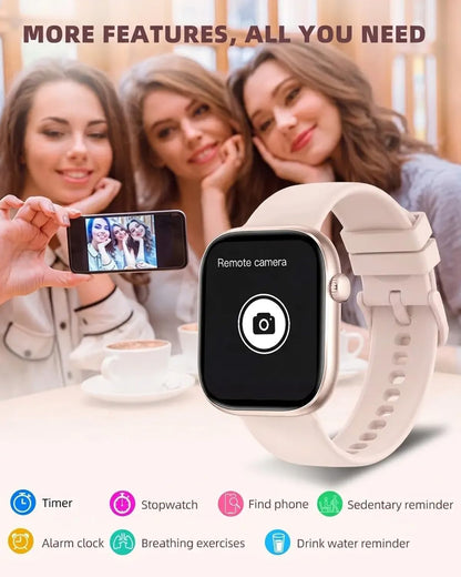 Smart Watch for Women Men, Fitness and Sleep Trackers with 1.83" HD Touchscreen, Bluetooth Calling Smartwatch for Android/iOS, IP67 Waterproof Multi-Sport Modes Pedometer, Jet Black