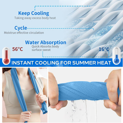 5 Pack Cooling Towels, 40 Inches x 12 Inches, Breathable Soft Chilly Microfiber Towel for Yoga, Sport, Running, Workout, Gym, Camping and Fitness, Multicolor