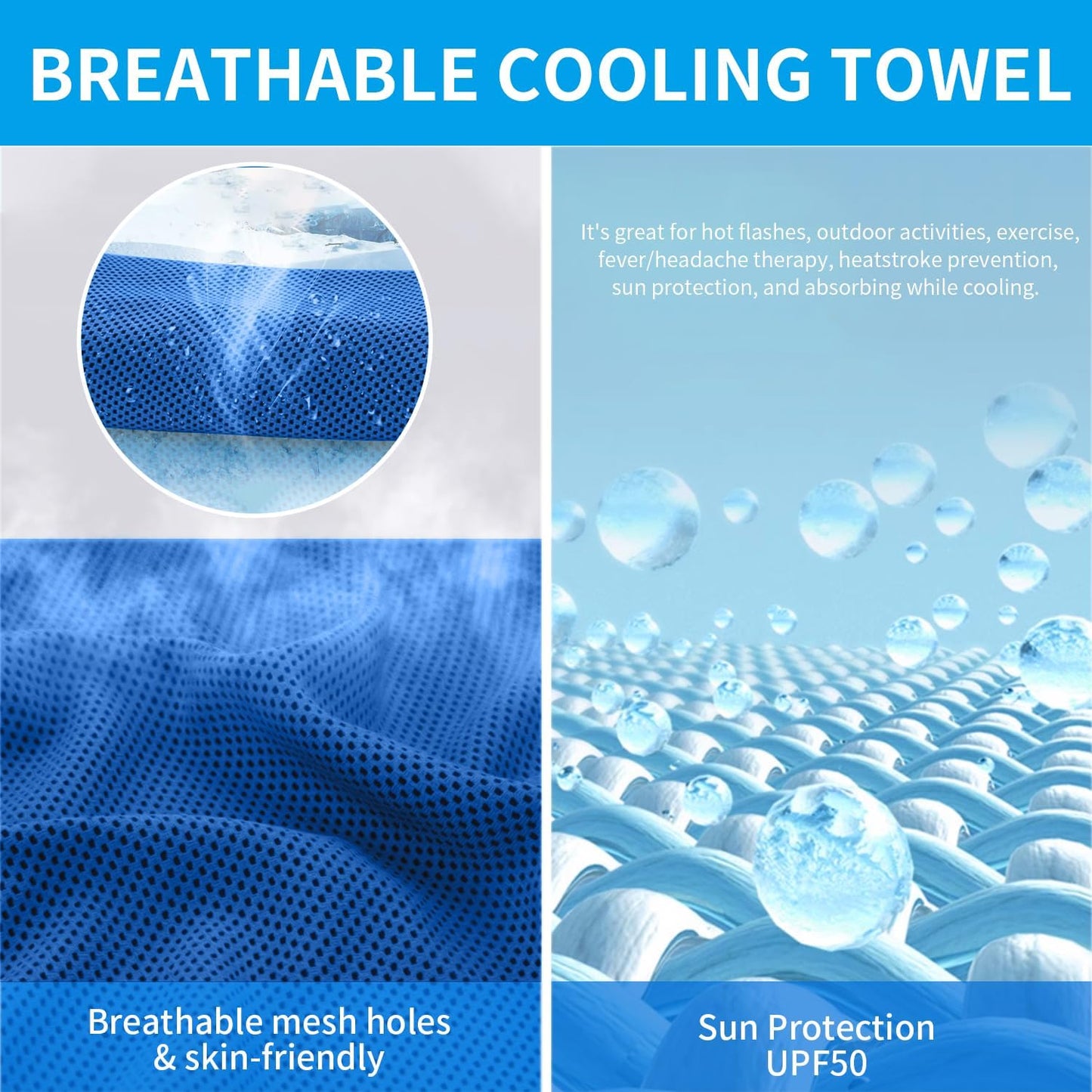 5 Pack Cooling Towels, 40 Inches x 12 Inches, Breathable Soft Chilly Microfiber Towel for Yoga, Sport, Running, Workout, Gym, Camping and Fitness, Multicolor