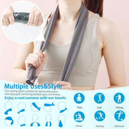 5 Pack Cooling Towels, 40 Inches x 12 Inches, Breathable Soft Chilly Microfiber Towel for Yoga, Sport, Running, Workout, Gym, Camping and Fitness, Multicolor