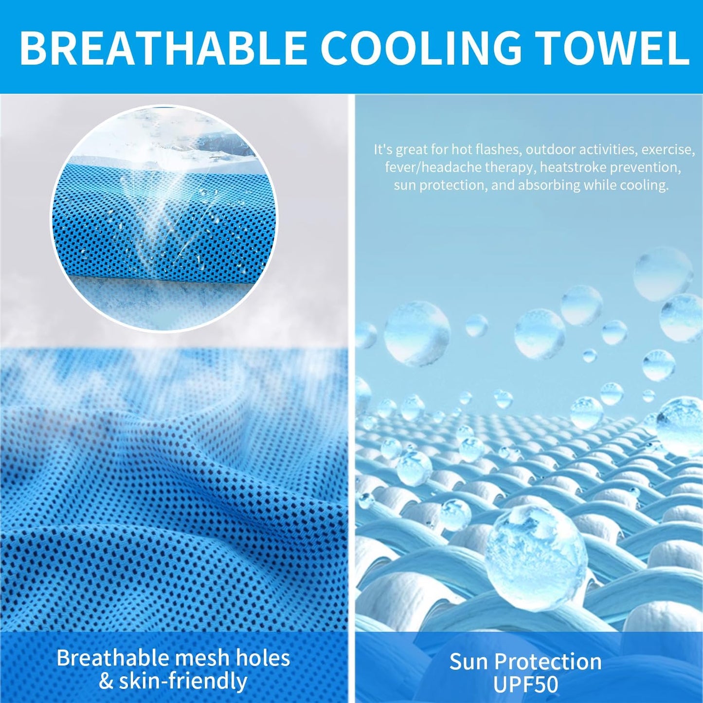 5 Pack Cooling Towels, 40 Inches x 12 Inches, Breathable Soft Chilly Microfiber Towel for Yoga, Sport, Running, Workout, Gym, Camping and Fitness, Multicolor