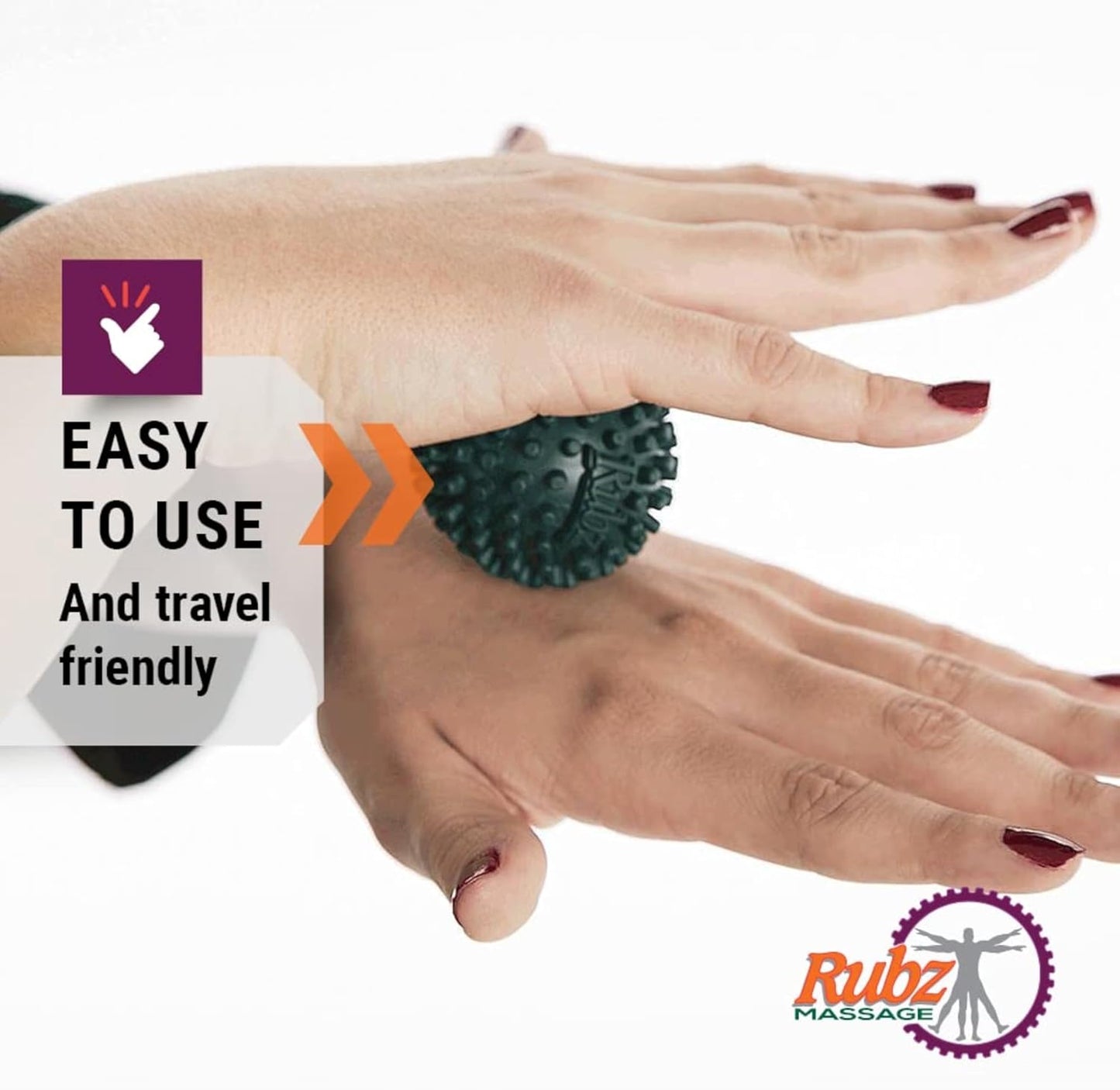 Foot Rubz Hand & Back Massage Ball - Relieve Pain from Plantar Fasciitis, Tight Muscles & Sore Feet - Massage Tool