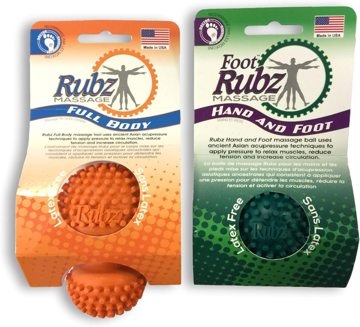 Foot Rubz Hand & Back Massage Ball - Relieve Pain from Plantar Fasciitis, Tight Muscles & Sore Feet - Massage Tool