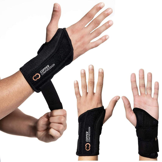 Advanced Wrist Brace - Copper Infused Adjustable Orthopedic Support Splint for Pain, Carpal Tunnel, Arthritis, Tennis Elbow, Tendinitis, RSI, Ganglion Cyst for Men Women Right S/M
