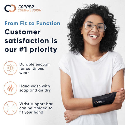 Advanced Wrist Brace - Copper Infused Adjustable Orthopedic Support Splint for Pain, Carpal Tunnel, Arthritis, Tennis Elbow, Tendinitis, RSI, Ganglion Cyst for Men Women Right S/M