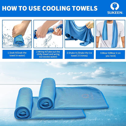 4Pack Cooling Towel (40"x12") for Neck and Face, Soft & Breathable Chilly Sports Towel, Quick-Drying Sweat Absorbing Cooling Neck Wraps Cooling for Yoga, Sport, Running, Workout