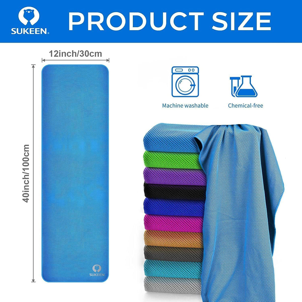 4Pack Cooling Towel (40"x12") for Neck and Face, Soft & Breathable Chilly Sports Towel, Quick-Drying Sweat Absorbing Cooling Neck Wraps Cooling for Yoga, Sport, Running, Workout