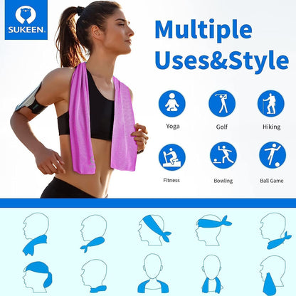 4Pack Cooling Towel (40"x12") for Neck and Face, Soft & Breathable Chilly Sports Towel, Quick-Drying Sweat Absorbing Cooling Neck Wraps Cooling for Yoga, Sport, Running, Workout