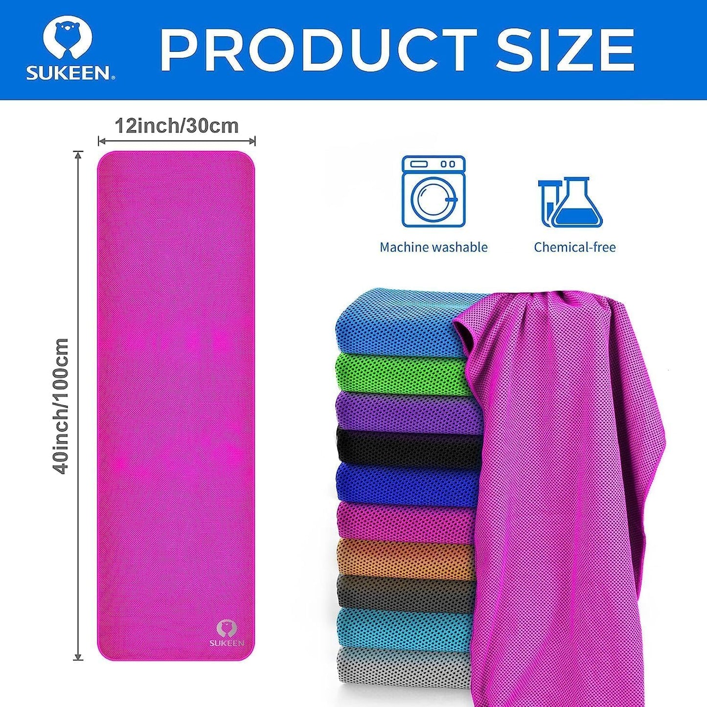 4Pack Cooling Towel (40"x12") for Neck and Face, Soft & Breathable Chilly Sports Towel, Quick-Drying Sweat Absorbing Cooling Neck Wraps Cooling for Yoga, Sport, Running, Workout