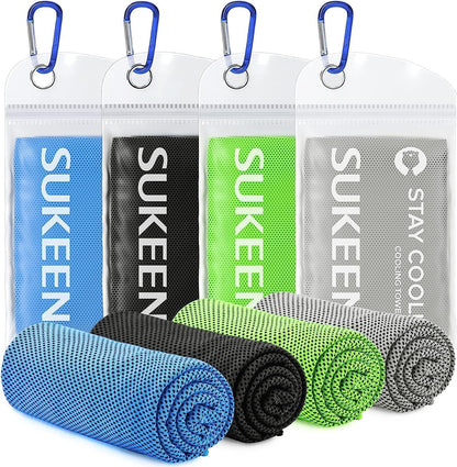 4Pack Cooling Towel (40"x12") for Neck and Face, Soft & Breathable Chilly Sports Towel, Quick-Drying Sweat Absorbing Cooling Neck Wraps Cooling for Yoga, Sport, Running, Workout