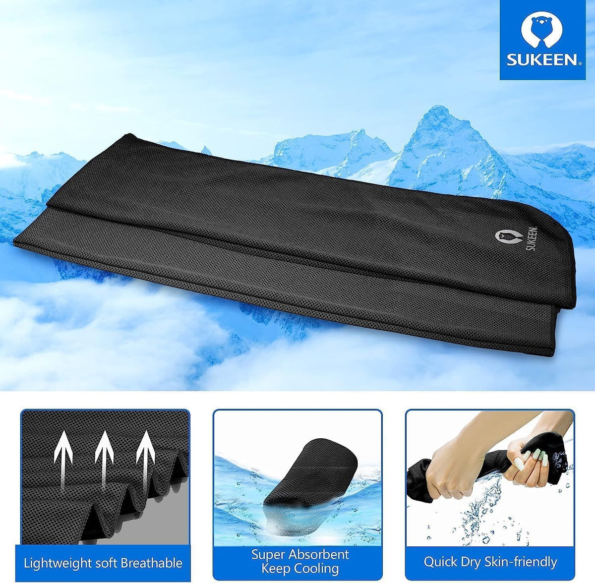 4Pack Cooling Towel (40"x12") for Neck and Face, Soft & Breathable Chilly Sports Towel, Quick-Drying Sweat Absorbing Cooling Neck Wraps Cooling for Yoga, Sport, Running, Workout