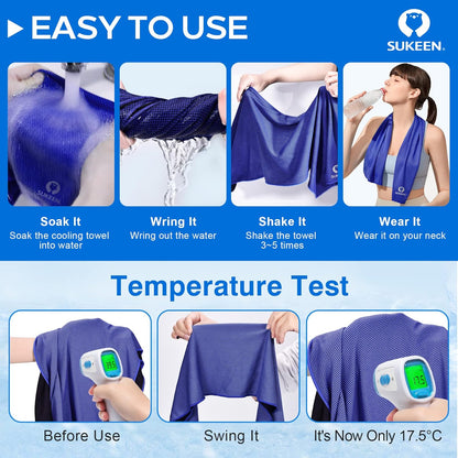 4Pack Cooling Towel (40"x12") for Neck and Face, Soft & Breathable Chilly Sports Towel, Quick-Drying Sweat Absorbing Cooling Neck Wraps Cooling for Yoga, Sport, Running, Workout
