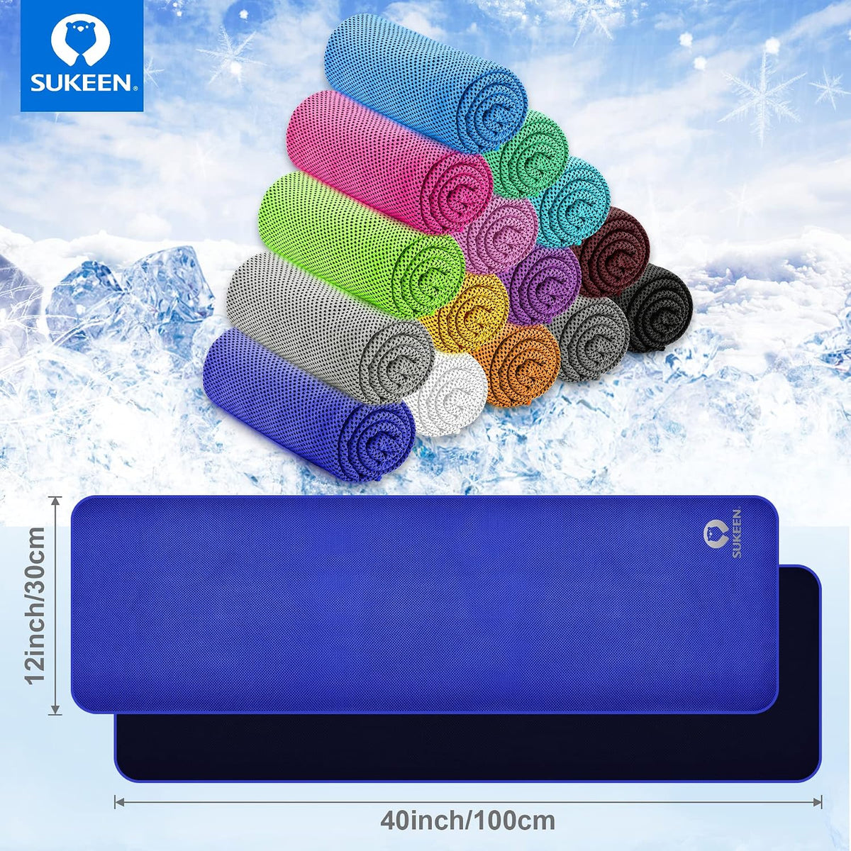 4Pack Cooling Towel (40"x12") for Neck and Face, Soft & Breathable Chilly Sports Towel, Quick-Drying Sweat Absorbing Cooling Neck Wraps Cooling for Yoga, Sport, Running, Workout