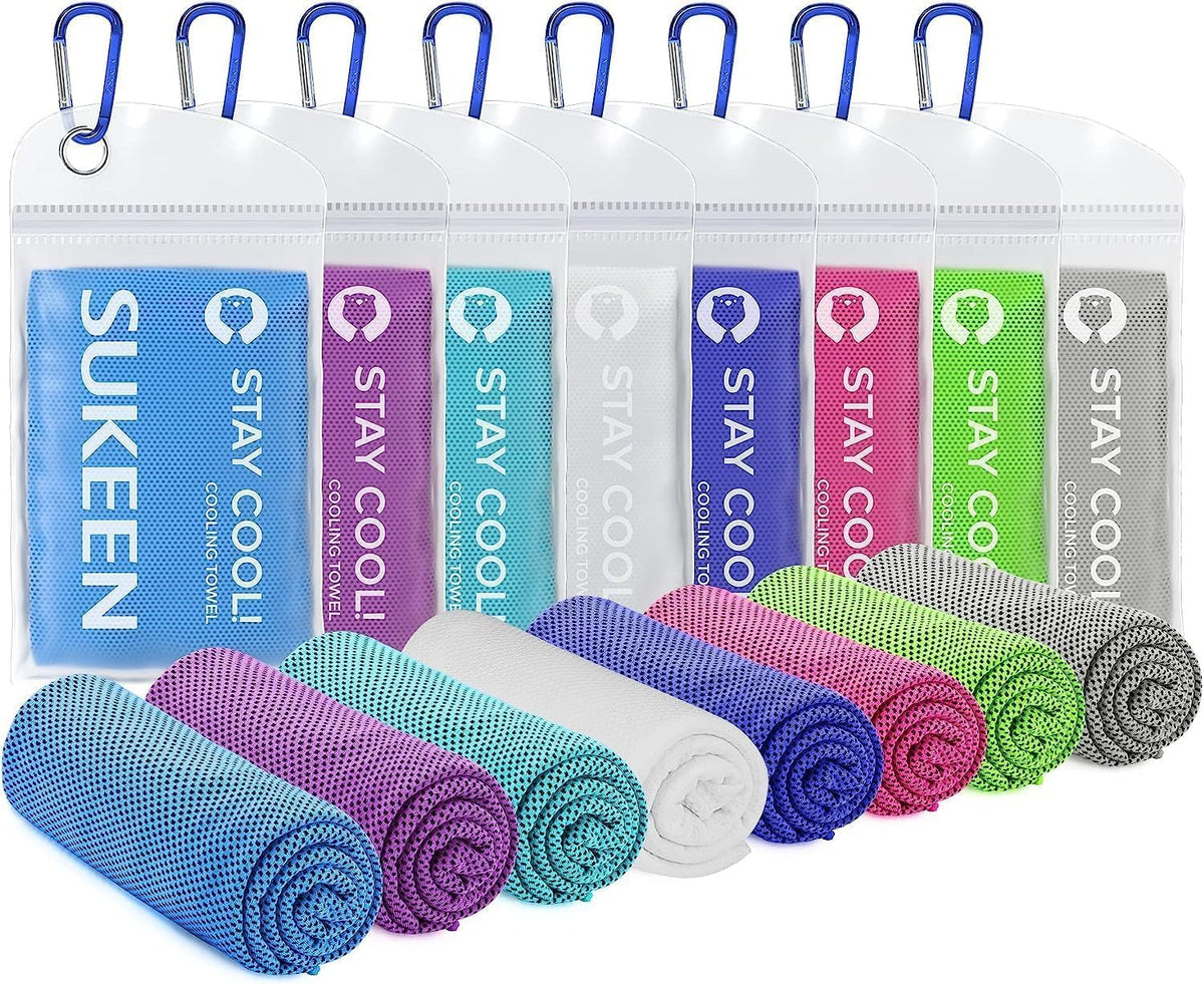 4Pack Cooling Towel (40"x12") for Neck and Face, Soft & Breathable Chilly Sports Towel, Quick-Drying Sweat Absorbing Cooling Neck Wraps Cooling for Yoga, Sport, Running, Workout