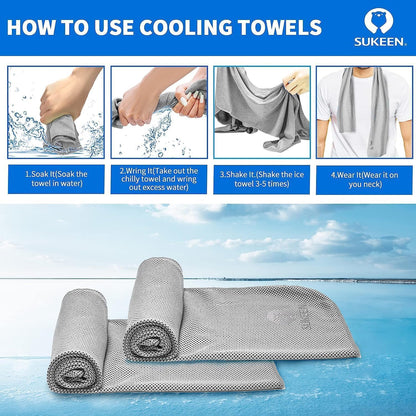 4Pack Cooling Towel (40"x12") for Neck and Face, Soft & Breathable Chilly Sports Towel, Quick-Drying Sweat Absorbing Cooling Neck Wraps Cooling for Yoga, Sport, Running, Workout