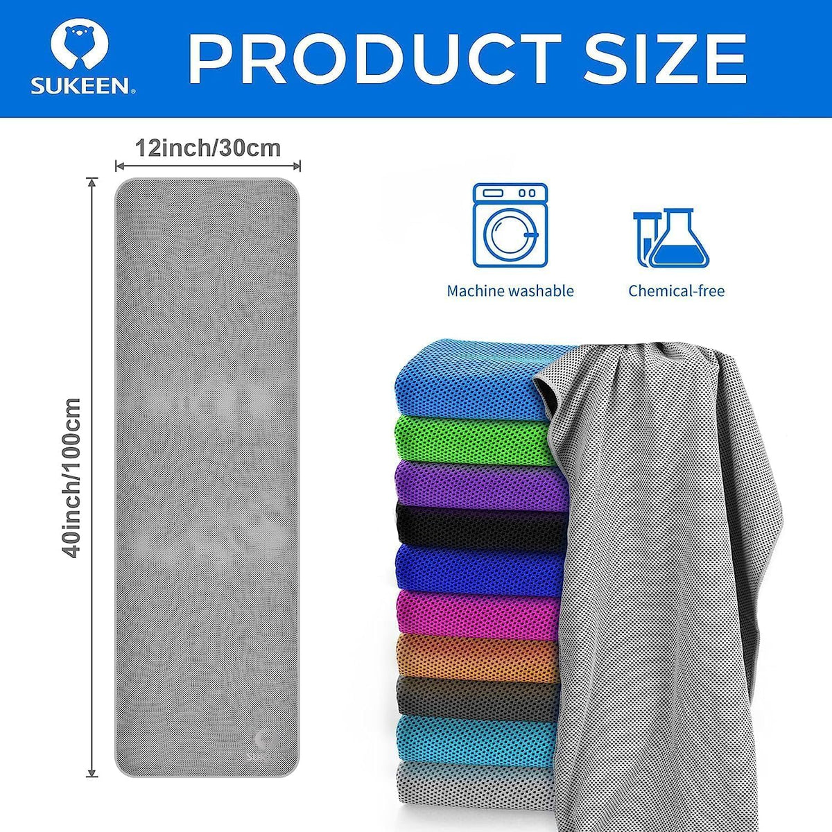 4Pack Cooling Towel (40"x12") for Neck and Face, Soft & Breathable Chilly Sports Towel, Quick-Drying Sweat Absorbing Cooling Neck Wraps Cooling for Yoga, Sport, Running, Workout