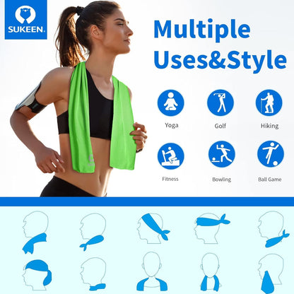 4Pack Cooling Towel (40"x12") for Neck and Face, Soft & Breathable Chilly Sports Towel, Quick-Drying Sweat Absorbing Cooling Neck Wraps Cooling for Yoga, Sport, Running, Workout