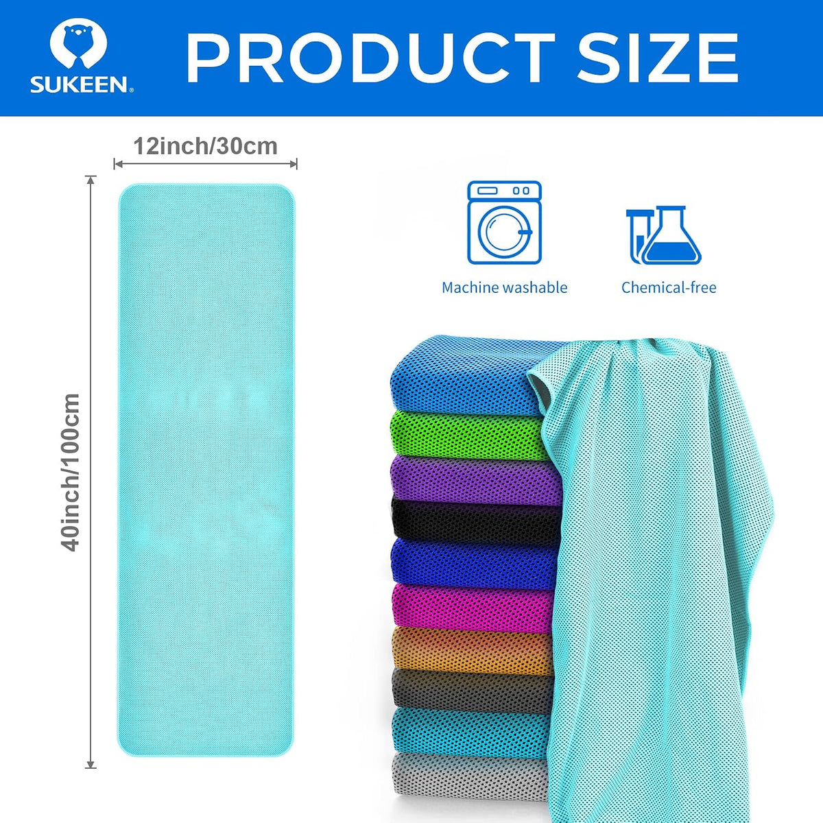 4Pack Cooling Towel (40"x12") for Neck and Face, Soft & Breathable Chilly Sports Towel, Quick-Drying Sweat Absorbing Cooling Neck Wraps Cooling for Yoga, Sport, Running, Workout